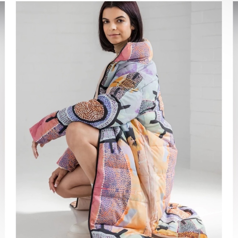 Anthropologie Unreal Fur Awari Puffer Coat Size L - Picture 5 of 11
